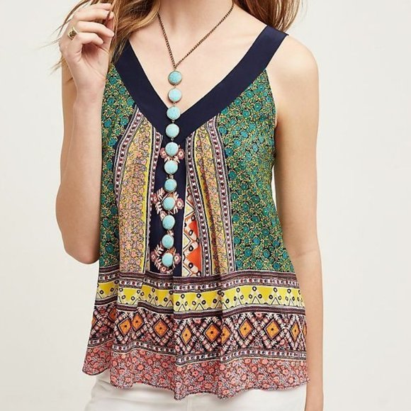 Anthropologie Tops - Anthropologie Maeve Silk Sapelo Tank Top